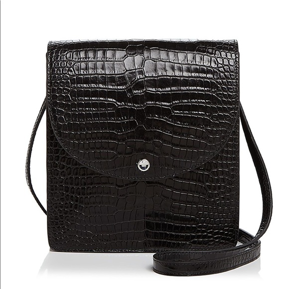 Elizabeth and James Handbags - Elizabeth and James Eloise North/South Black Croc-Effect Leather Crossbody